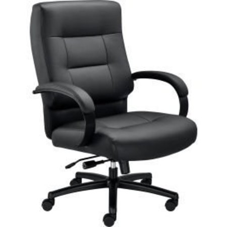 GLOBAL EQUIPMENT Interion    Big   Tall Executive Chair With High Back   Fixed Arms, Bonded Leather, Black 68M41921
